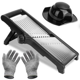 Mandoline Food Slicer Stainless Steel Food Cutter Vegetable Fruit Chopper Grater Peeler with 5 Adjustable Blades (Option: Black)