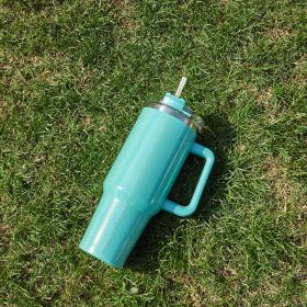 Large Tumbler Double-layer Stainless Steel Vacuum Insulation Cup (Option: Green)