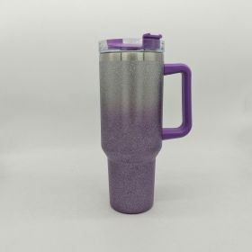 Large Tumbler Double-layer Stainless Steel Vacuum Insulation Cup (Option: Gradient Purple)