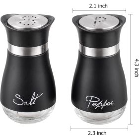 Salt And Pepper Shakers Set - Kitchen Decor With Glass Bottom (Option: Black)