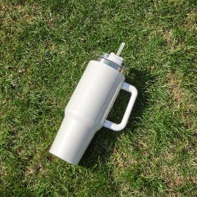 Large Tumbler Double-layer Stainless Steel Vacuum Insulation Cup (Option: White)