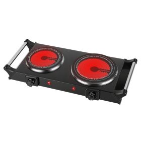 1800W Electric Double Burner Portable Heating Hot Plate Stove Countertop Hotplate With 5 Temperature Adjustments Portable Handles (Option: Double)