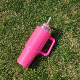 Large Tumbler Double-layer Stainless Steel Vacuum Insulation Cup (Option: Dark Pink)