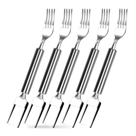 2 In 1 Stainless Steel Dual Head Watermelon Cutter Slicer Fork Set of 5 (Option: 5Pcs)