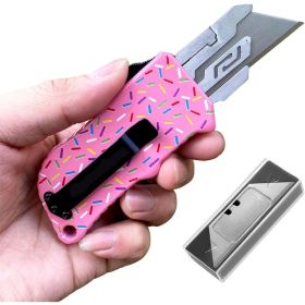 Aluminum Retractable Multi-Purpose Knife, EDC Tool Pocket Knife (Option: Pink)