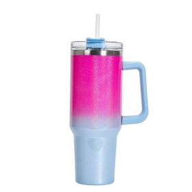 Large Tumbler Double-layer Stainless Steel Vacuum Insulation Cup (Option: Pink Blue)