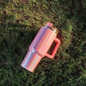 Large Tumbler Double-layer Stainless Steel Vacuum Insulation Cup (Option: Light Pink)