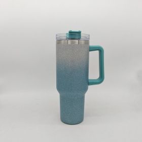 Large Tumbler Double-layer Stainless Steel Vacuum Insulation Cup (Option: Gradient Green)