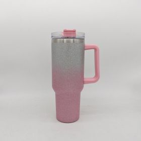 Large Tumbler Double-layer Stainless Steel Vacuum Insulation Cup (Option: Gradient Pink)