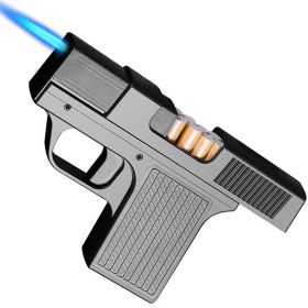 Gun Pistol Windproof Inflatable Lighter Gadget (Option: Black)