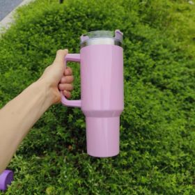 Large Tumbler Double-layer Stainless Steel Vacuum Insulation Cup (Option: Purple)