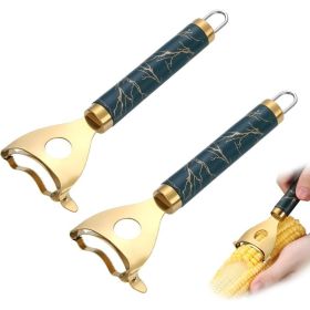 2 Pack Stainless Steel Corn Cob Stripper Labor-Saving And Fast Peeling Tool, Efficient Kitchen Gadget (Option: Golden)