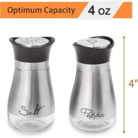 Salt And Pepper Shakers Set - Kitchen Decor With Glass Bottom (Option: Silver)