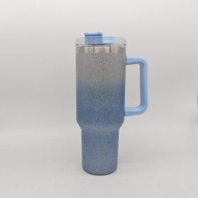Large Tumbler Double-layer Stainless Steel Vacuum Insulation Cup (Option: Gradient Blue)